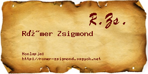 Römer Zsigmond névjegykártya